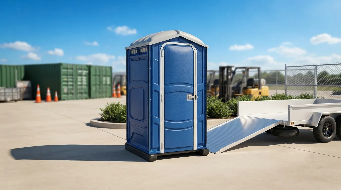 Portable restroom units delivered on a Warwick, RI work zone